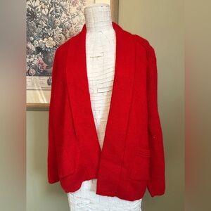 Asiri’s Treasures | Handmade Alpaca Wool Open Front Cardigan in red